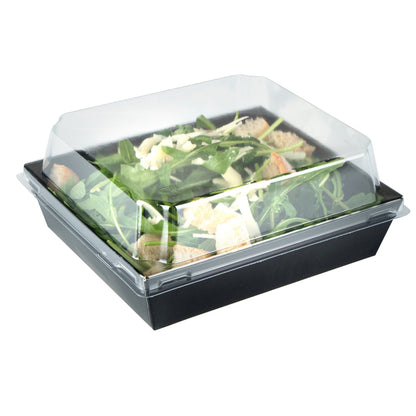 Matsuri Vision Black Paper Large Sushi Container - 5" x 4 1/2" x 1 1/2" - 100 count box