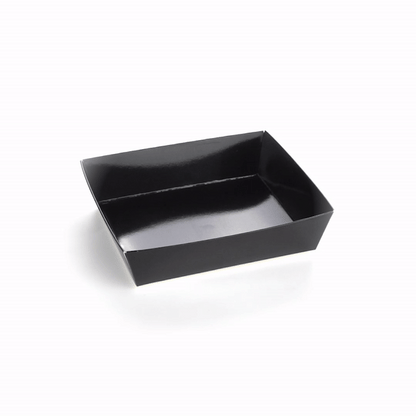 Matsuri Vision Black Paper Large Sushi Container - 5" x 4 1/2" x 1 1/2" - 100 count box