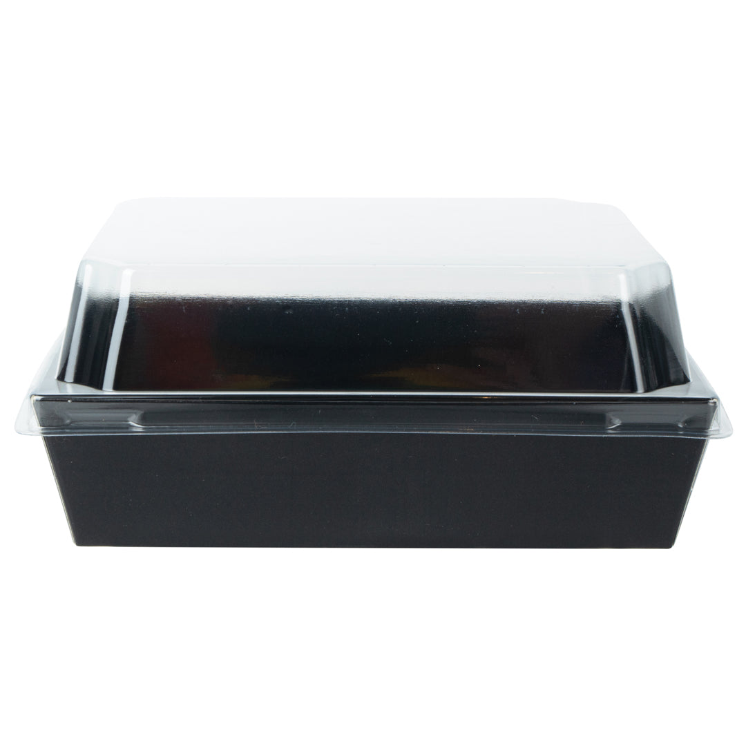 Matsuri Vision Black Paper Large Sushi Container - 5" x 4 1/2" x 1 1/2" - 100 count box