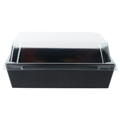 Matsuri Vision Black Paper Large Sushi Container - 5" x 4 1/2" x 1 1/2" - 100 count box