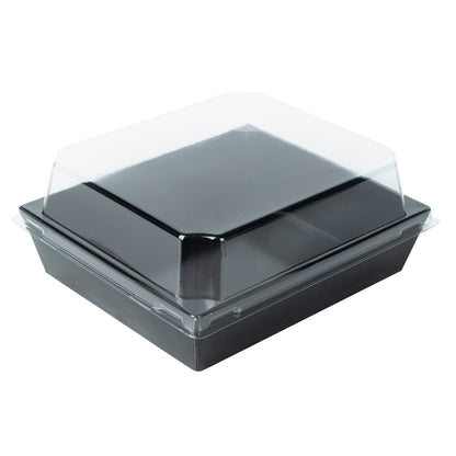 Matsuri Vision Black Paper Large Sushi Container - 5" x 4 1/2" x 1 1/2" - 100 count box