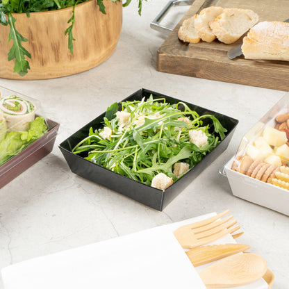 Matsuri Vision Black Paper Large Sushi Container - 5" x 4 1/2" x 1 1/2" - 100 count box