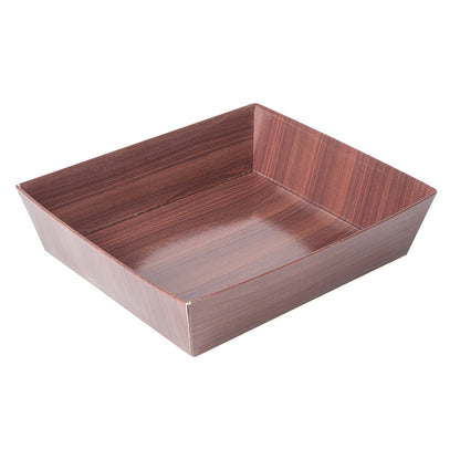 Matsuri Vision Wood Grain Paper Large Sushi Container - 5" x 4 1/2" x 1 1/2" - 100 count box