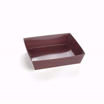 Matsuri Vision Wood Grain Paper Large Sushi Container - 5" x 4 1/2" x 1 1/2" - 100 count box
