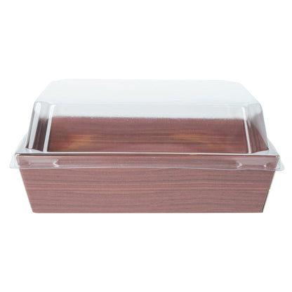 Matsuri Vision Wood Grain Paper Large Sushi Container - 5" x 4 1/2" x 1 1/2" - 100 count box