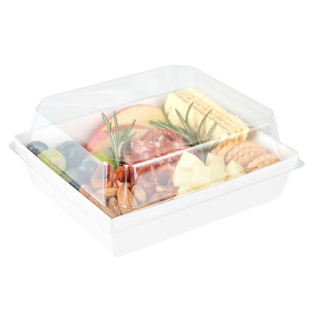 Matsuri Vision White Paper Large Sushi Container - 5" x 4 1/2" x 1 1/2" - 100 count box