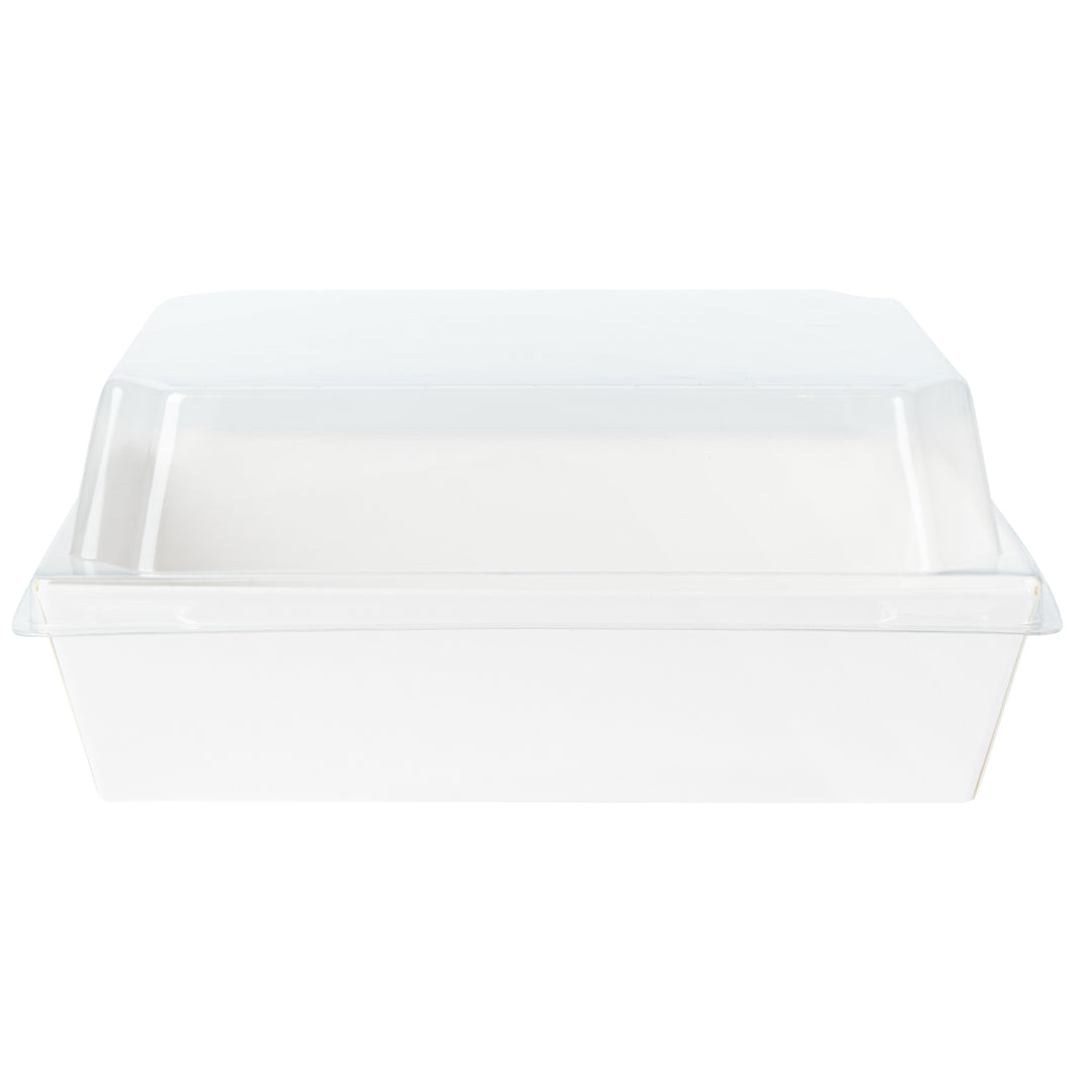 Matsuri Vision White Paper Large Sushi Container - 5" x 4 1/2" x 1 1/2" - 100 count box