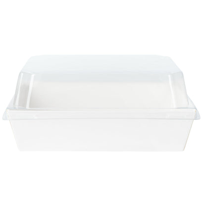 Matsuri Vision White Paper Large Sushi Container - 5" x 4 1/2" x 1 1/2" - 100 count box