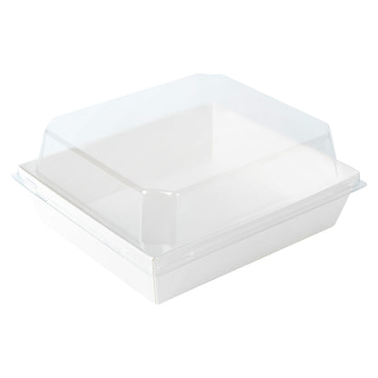 Matsuri Vision White Paper Large Sushi Container - 5" x 4 1/2" x 1 1/2" - 100 count box