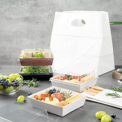 Matsuri Vision White Paper Large Sushi Container - 5" x 4 1/2" x 1 1/2" - 100 count box