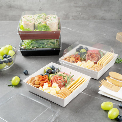 Matsuri Vision White Paper Large Sushi Container - 5" x 4 1/2" x 1 1/2" - 100 count box