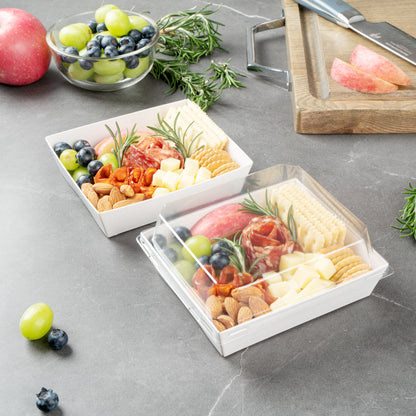 Matsuri Vision White Paper Large Sushi Container - 5" x 4 1/2" x 1 1/2" - 100 count box