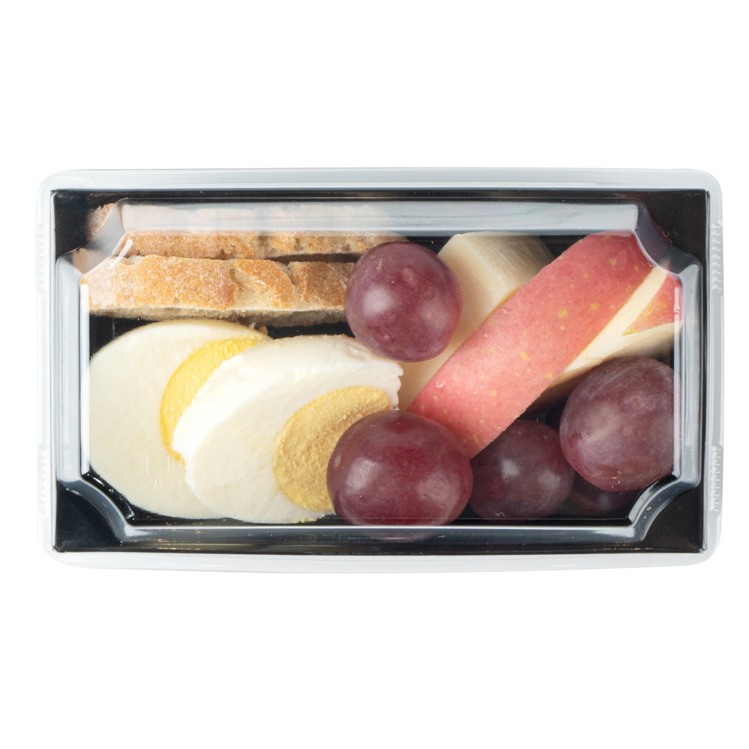 Matsuri Vision Rectangle Black Paper Small Sushi Container - 4 3/4" x 2 1/2" x 1 1/2" - 100 count box