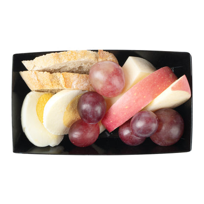 Matsuri Vision Rectangle Black Paper Small Sushi Container - 4 3/4" x 2 1/2" x 1 1/2" - 100 count box
