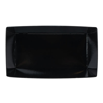 Matsuri Vision Rectangle Black Paper Small Sushi Container - 4 3/4" x 2 1/2" x 1 1/2" - 100 count box