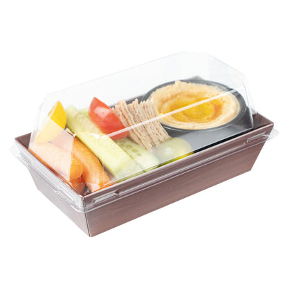 Matsuri Vision Wood Grain Paper Small Sushi Container - 4 3/4" x 2 1/2" x 1 1/2" - 100 count box