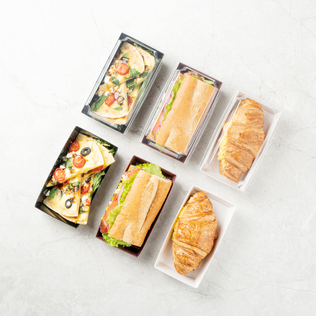 Matsuri Vision Wood Grain Paper Small Sushi Container - 4 3/4" x 2 1/2" x 1 1/2" - 100 count box