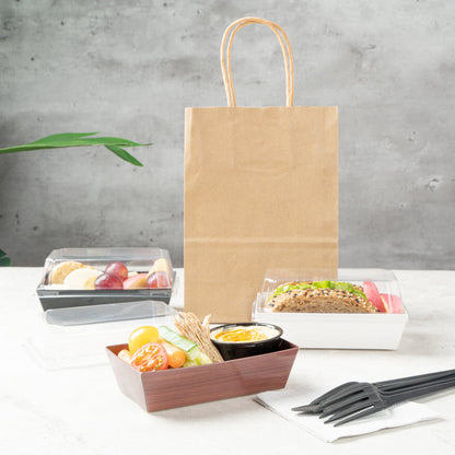Matsuri Vision Wood Grain Paper Small Sushi Container - 4 3/4" x 2 1/2" x 1 1/2" - 100 count box