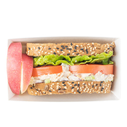 Matsuri Vision Rectangle White Paper Small Sushi Container - 4 3/4" x 2 1/2" x 1 1/2" - 100 count box