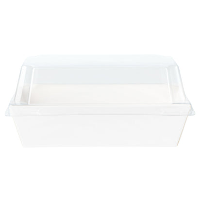 Matsuri Vision Rectangle White Paper Small Sushi Container - 4 3/4" x 2 1/2" x 1 1/2" - 100 count box