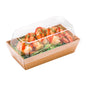 Matsuri Vision Clear Plastic Lid - Fits Small Sushi Container - 5 1/4" x 3" x 1 1/2" - 100 count box