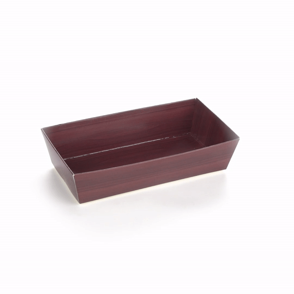 Matsuri Vision Wood Grain Paper Medium Sushi Container - 5 1/2" x 2 3/4" x 1 1/2" - 100 count box