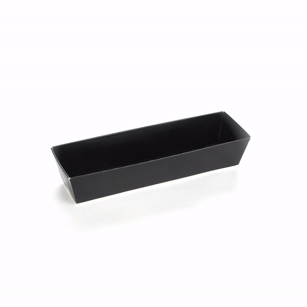Matsuri Vision Black Paper Small Maki Sushi Container - 6 1/2" x 1 3/4" x 1 1/2" - 100 count box