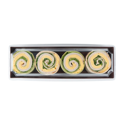 Matsuri Vision Wood Grain Paper Small Maki Sushi Container - 6 1/2" x 1 3/4" x 1 1/2" - 100 count box