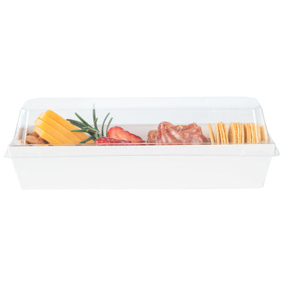 Matsuri Vision White Paper Small Maki Sushi Container - 6 1/2" x 1 3/4" x 1 1/2" - 100 count box