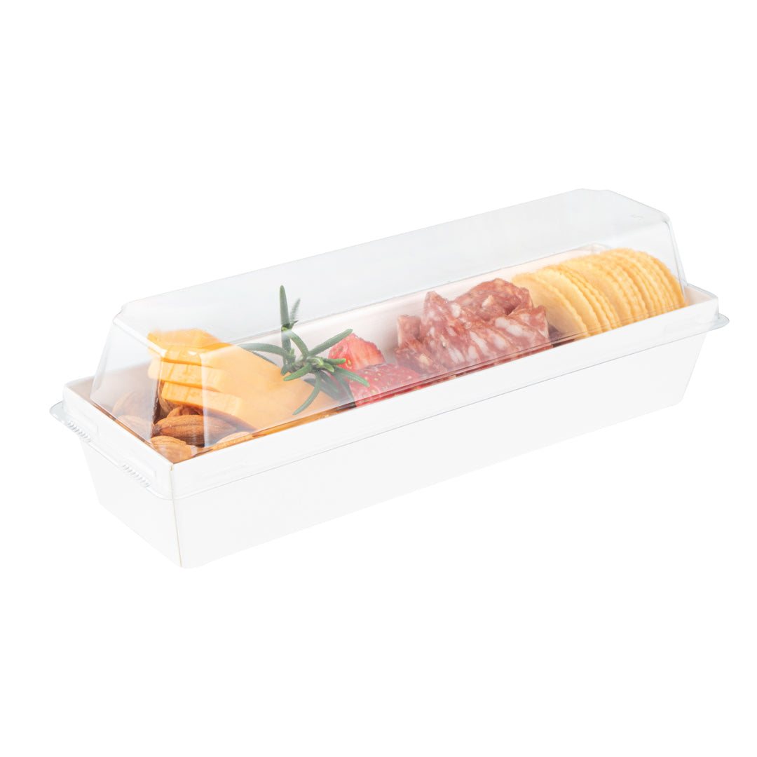 Matsuri Vision White Paper Small Maki Sushi Container - 6 1/2" x 1 3/4" x 1 1/2" - 100 count box