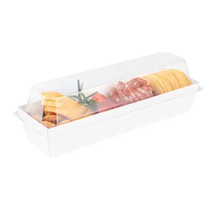 Matsuri Vision White Paper Small Maki Sushi Container - 6 1/2" x 1 3/4" x 1 1/2" - 100 count box