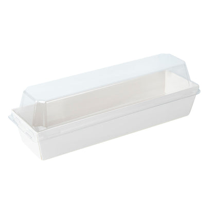 Matsuri Vision White Paper Small Maki Sushi Container - 6 1/2" x 1 3/4" x 1 1/2" - 100 count box