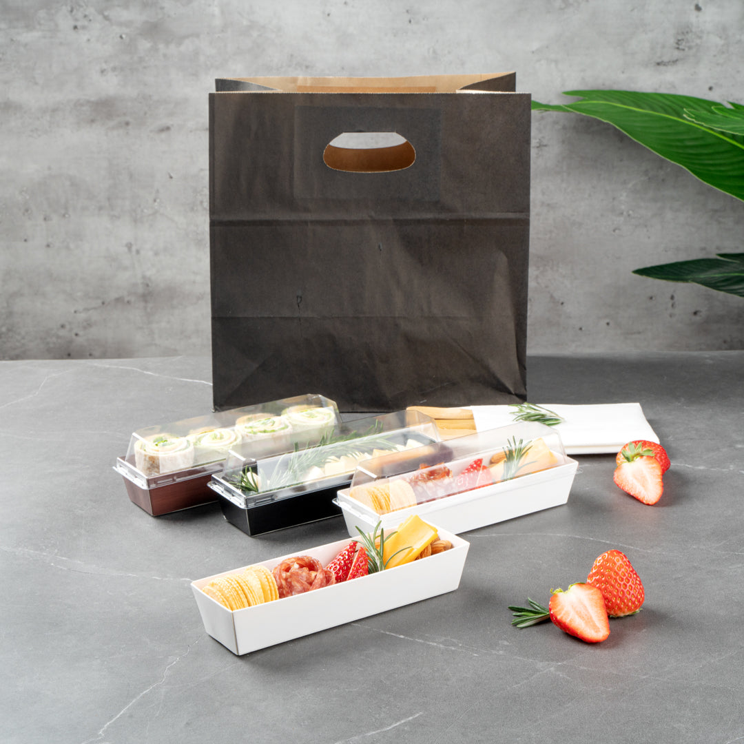 Matsuri Vision White Paper Small Maki Sushi Container - 6 1/2" x 1 3/4" x 1 1/2" - 100 count box