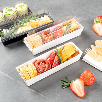 Matsuri Vision White Paper Small Maki Sushi Container - 6 1/2" x 1 3/4" x 1 1/2" - 100 count box
