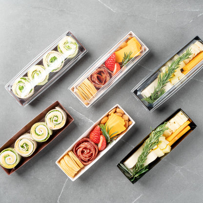 Matsuri Vision White Paper Small Maki Sushi Container - 6 1/2" x 1 3/4" x 1 1/2" - 100 count box