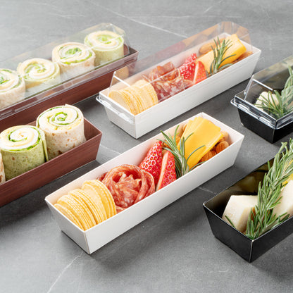 Matsuri Vision White Paper Small Maki Sushi Container - 6 1/2" x 1 3/4" x 1 1/2" - 100 count box