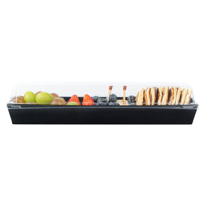 Matsuri Vision Black Paper Large Maki Sushi Container - 11 1/4" x 2" x 1 1/2" - 100 count box