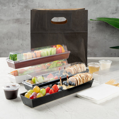 Matsuri Vision Black Paper Large Maki Sushi Container - 11 1/4" x 2" x 1 1/2" - 100 count box