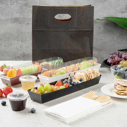 Matsuri Vision Black Paper Large Maki Sushi Container - 11 1/4" x 2" x 1 1/2" - 100 count box