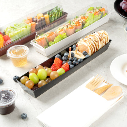Matsuri Vision Black Paper Large Maki Sushi Container - 11 1/4" x 2" x 1 1/2" - 100 count box