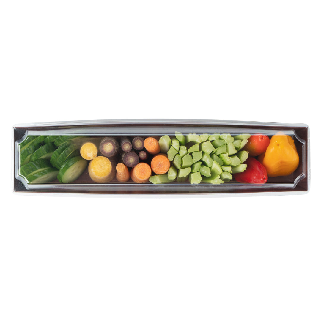 Matsuri Vision Wood Grain Paper Large Maki Sushi Container - 11 1/4" x 2" x 1 1/2" - 100 count box