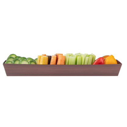 Matsuri Vision Wood Grain Paper Large Maki Sushi Container - 11 1/4" x 2" x 1 1/2" - 100 count box
