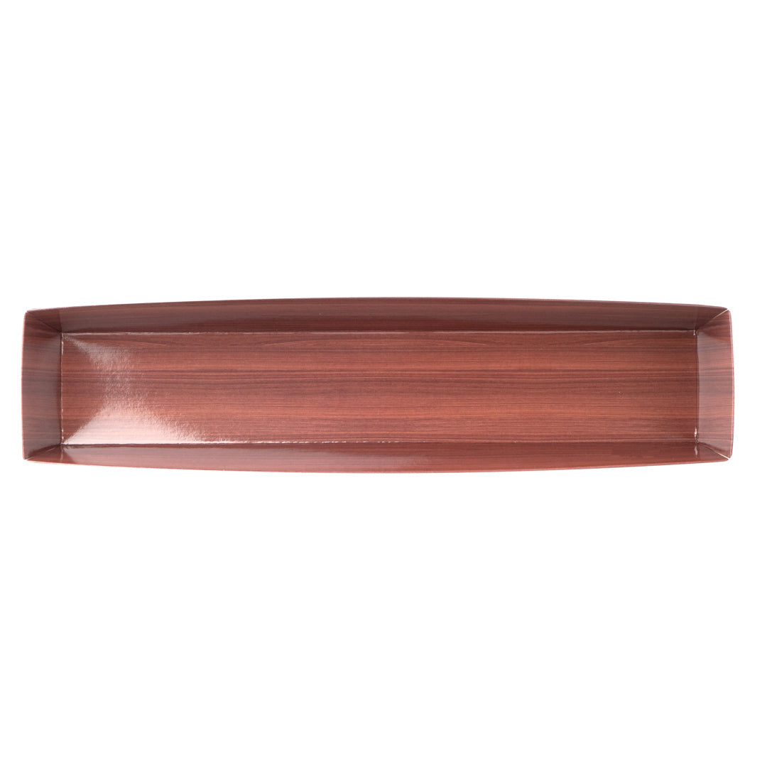 Matsuri Vision Wood Grain Paper Large Maki Sushi Container - 11 1/4" x 2" x 1 1/2" - 100 count box