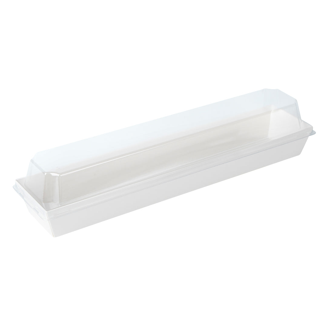Matsuri Vision White Paper Large Maki Sushi Container - 11 1/4" x 2" x 1 1/2" - 100 count box