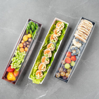 Matsuri Vision White Paper Large Maki Sushi Container - 11 1/4" x 2" x 1 1/2" - 100 count box