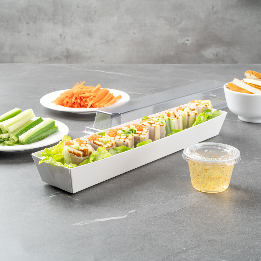 Matsuri Vision White Paper Large Maki Sushi Container - 11 1/4" x 2" x 1 1/2" - 100 count box