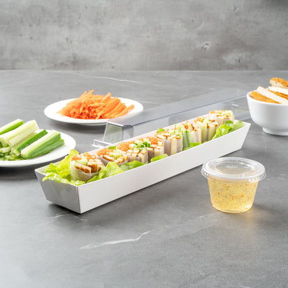 Matsuri Vision White Paper Large Maki Sushi Container - 11 1/4" x 2" x 1 1/2" - 100 count box
