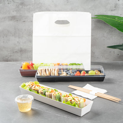 Matsuri Vision White Paper Large Maki Sushi Container - 11 1/4" x 2" x 1 1/2" - 100 count box