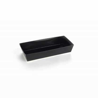Matsuri Vision Rectangle Black Paper Large Sushi Container - 7" x 2 3/4" x 1 1/2" - 100 count box