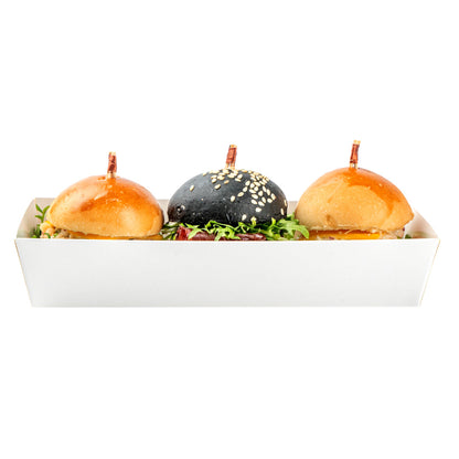 Matsuri Vision Rectangle White Paper Large Sushi Container - 7" x 2 3/4" x 1 1/2" - 100 count box